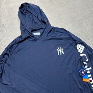 NEW Columbia Mens L New York Yankees Tackle Pullover Hoodie Shirt PFG Omni-Shade
